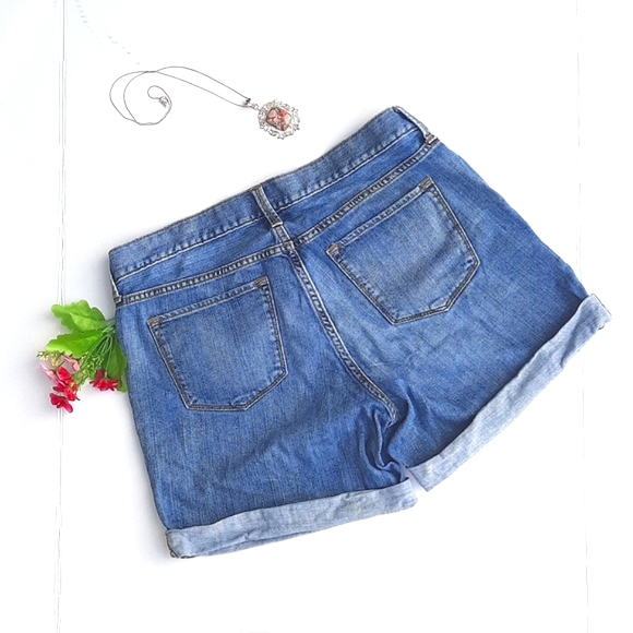 EDDIE BAUER Boyfriend Fit, Embroidered, Blue Jean Shorts - Picture 2 of 3